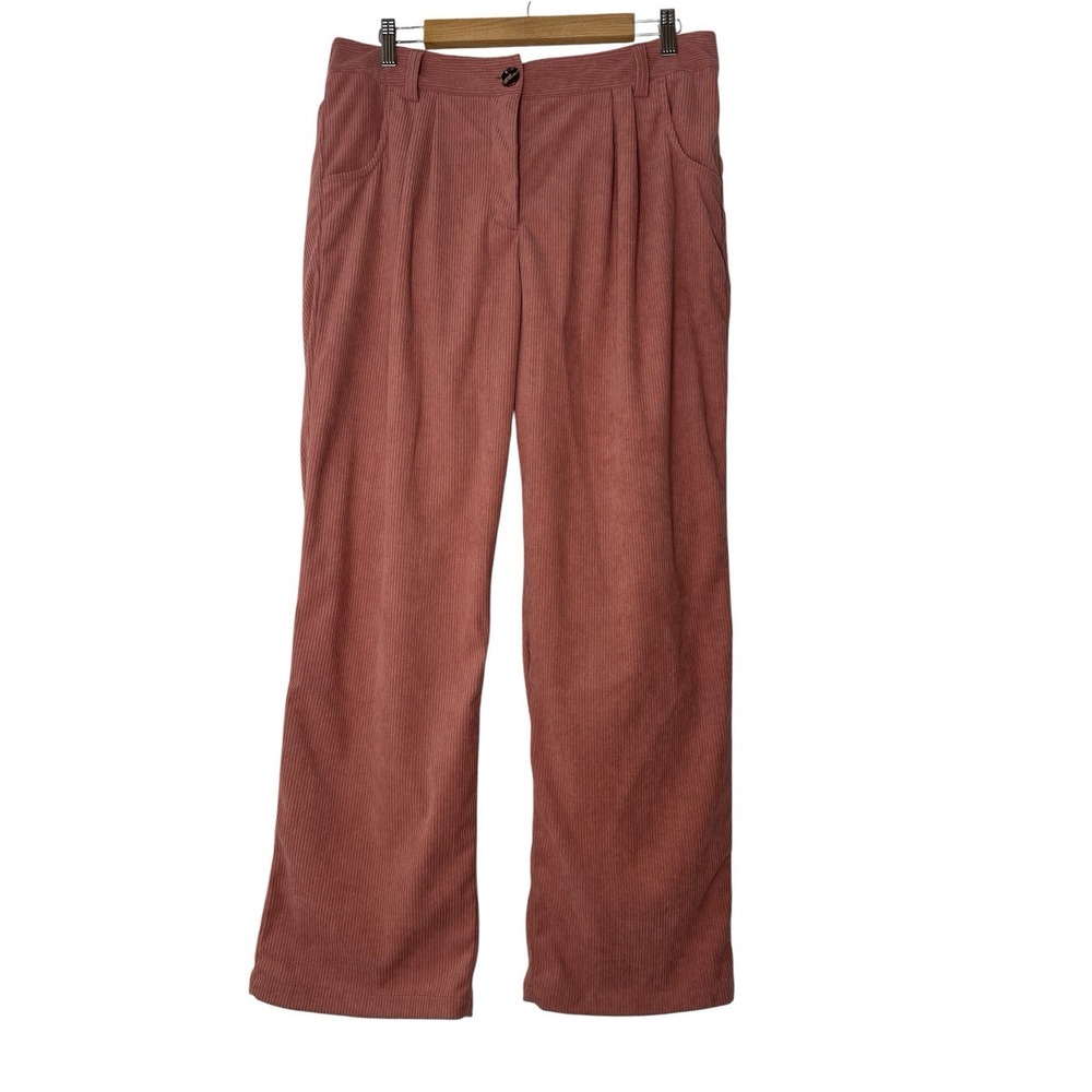 New Halara Pants Women's‎ Large Straight Elastic Waist Rose Pockets Corduroy